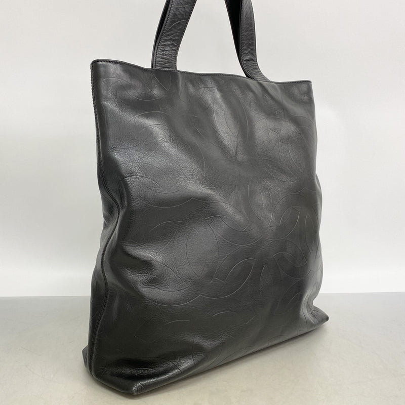 【6fb2314-k】シャネル トートバッグ レザー ブラック ゴールド金具【中古】レディース