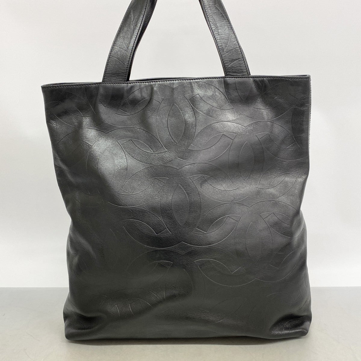 【6fb2314-k】シャネル トートバッグ レザー ブラック ゴールド金具【中古】レディース