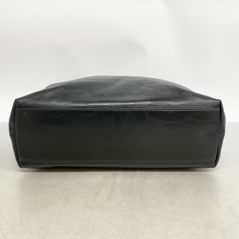 【6fb2314-k】シャネル トートバッグ レザー ブラック ゴールド金具【中古】レディース