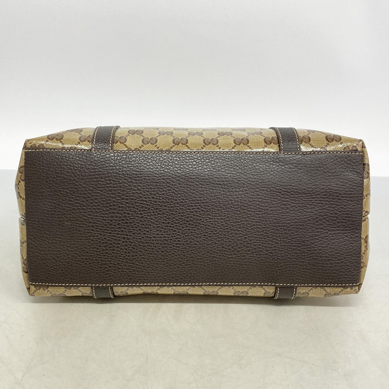 【6fb2315-k】グッチ ハンドバッグ GGクリスタル 341503 コーティングキャンバス ベージュ ブラウン ゴールド金具【中古】レディース