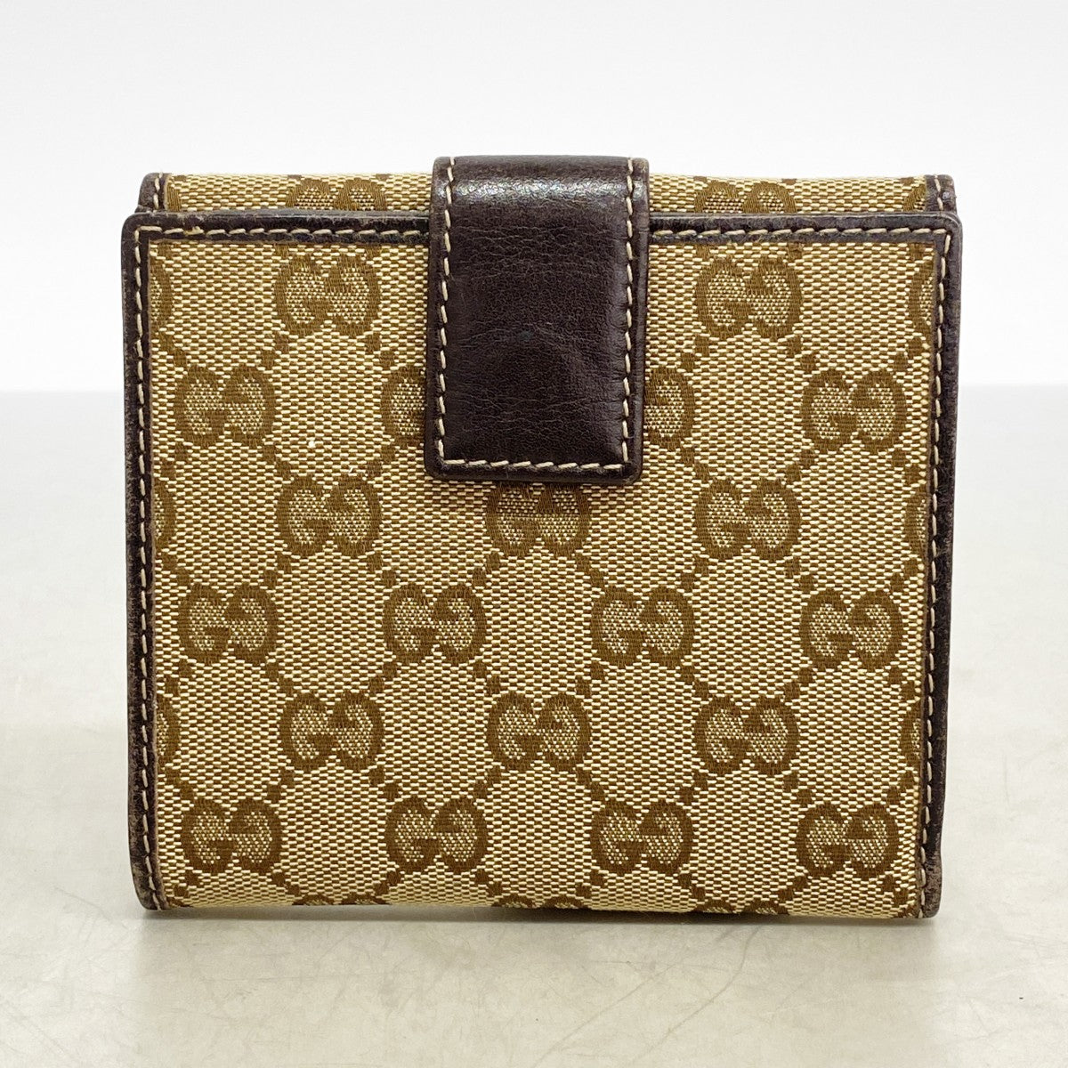 【6fb2318-k】グッチ 財布 GGキャンバス 181594 キャンバス ベージュ ブラウン ゴールド金具【中古】レディース