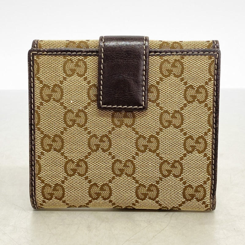 【6fb2318-k】グッチ 財布 GGキャンバス 181594 キャンバス ベージュ ブラウン ゴールド金具【中古】レディース