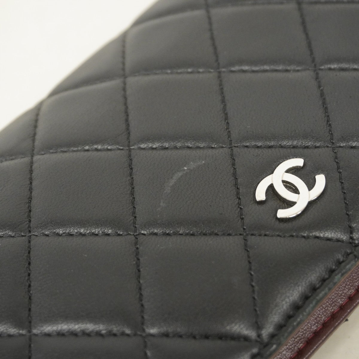 【6fb2341-k】シャネル 長財布 マトラッセ ラムスキン ブラック シルバー金具【中古】レディース