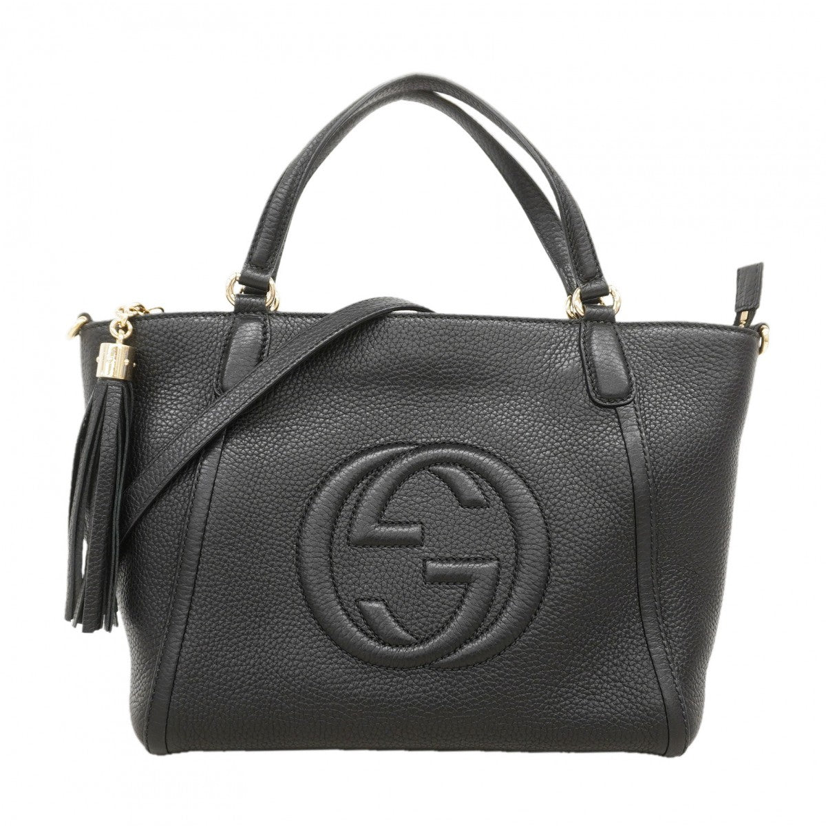 【6fb2344-k】グッチ ハンドバッグ ソーホー 369176 レザー ブラック シャンパンゴールド金具 2wayバッグ【中古】レディース