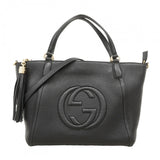 【6fb2344-k】グッチ ハンドバッグ ソーホー 369176 レザー ブラック シャンパンゴールド金具 2wayバッグ【中古】レディース