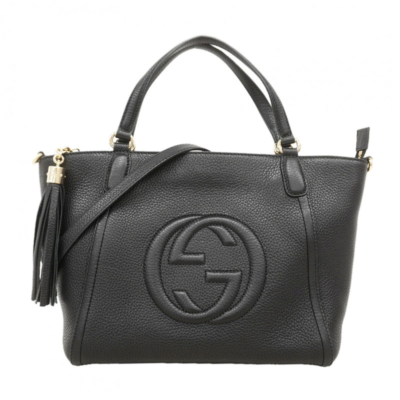 【6fb2344-k】グッチ ハンドバッグ ソーホー 369176 レザー ブラック シャンパンゴールド金具 2wayバッグ【中古】レディース