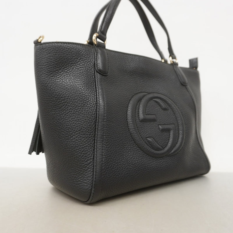 【6fb2344-k】グッチ ハンドバッグ ソーホー 369176 レザー ブラック シャンパンゴールド金具 2wayバッグ【中古】レディース