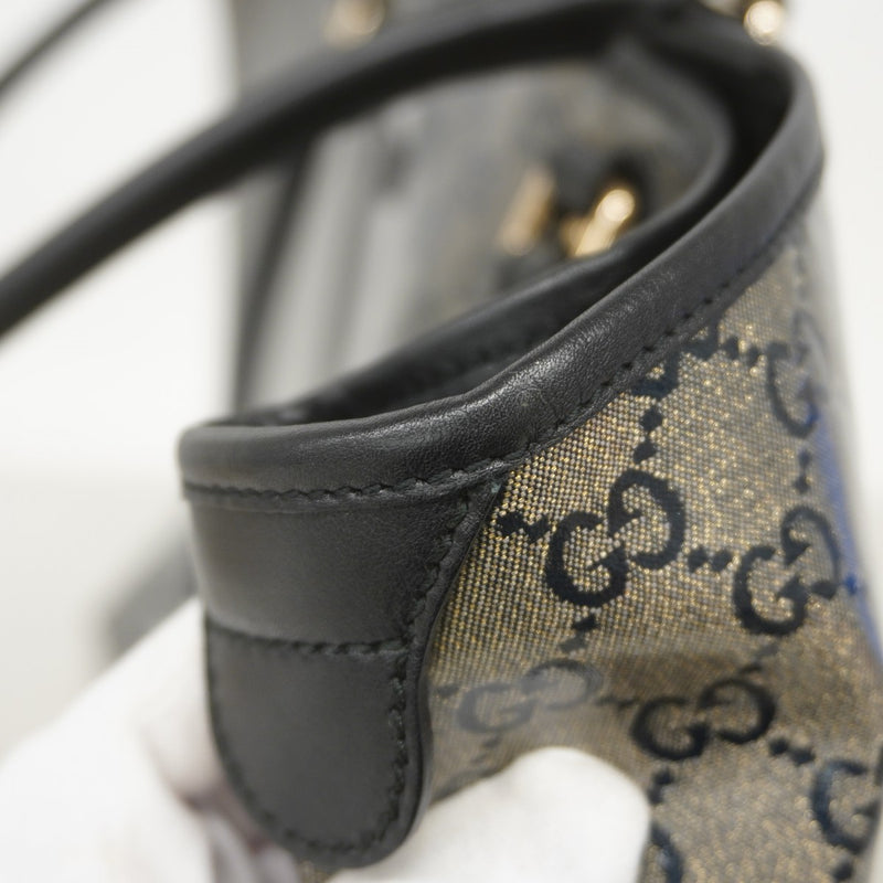 【6fb2347-k】グッチ トートバッグ GGクリスタル 197954 コーティングキャンバス ブラック シャンパンゴールド金具【中古】レディース
