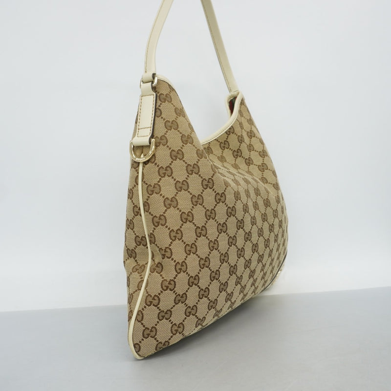 【6fb2348-k】グッチ ショルダーバッグ GGキャンバス 169947 キャンバス ベージュ アイボリー シャンパンゴールド金具【中古】レディース