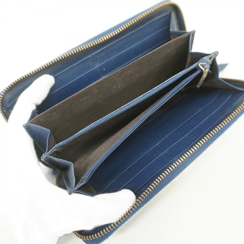 【6fb2349-k】グッチ 長財布 GGマーモント 443123 デニム ブルー ゴールド金具【中古】レディース