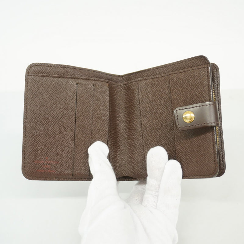 【6fb2356-k】ルイヴィトン 財布 ダミエ コンパクトジップ N61668 エベヌ【中古】レディース
