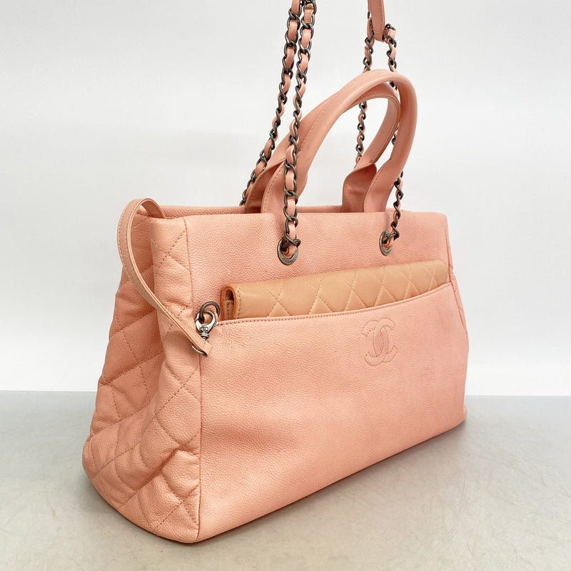 【6fb2363-k】シャネル チェーントート キャビアスキン ピンク シルバー金具 2wayバッグ【中古】レディース