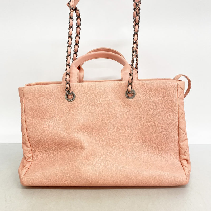【6fb2363-k】シャネル チェーントート キャビアスキン ピンク シルバー金具 2wayバッグ【中古】レディース