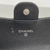【6fb2365-k】シャネル 長財布 マトラッセ キャビアスキン ブラック シルバー金具【中古】レディース