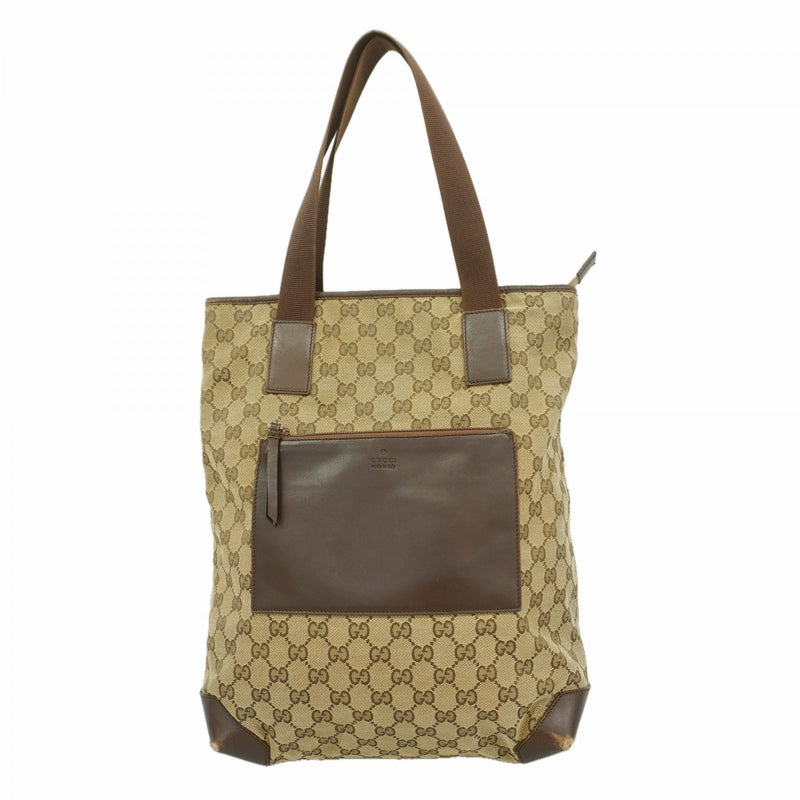 【6fb2366-k】グッチ トートバッグ GGキャンバス 019 0401 キャンバス ベージュ ブラウン シルバー金具【中古】レディース