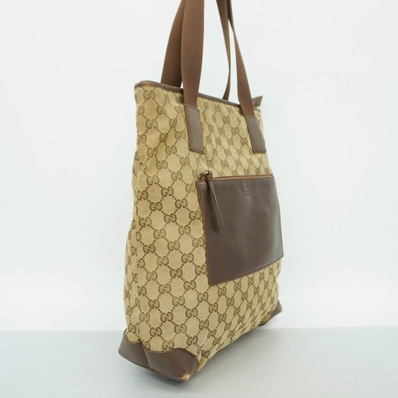 【6fb2366-k】グッチ トートバッグ GGキャンバス 019 0401 キャンバス ベージュ ブラウン シルバー金具【中古】レディース