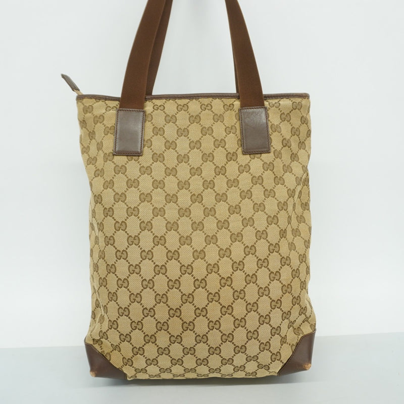 【6fb2366-k】グッチ トートバッグ GGキャンバス 019 0401 キャンバス ベージュ ブラウン シルバー金具【中古】レディース