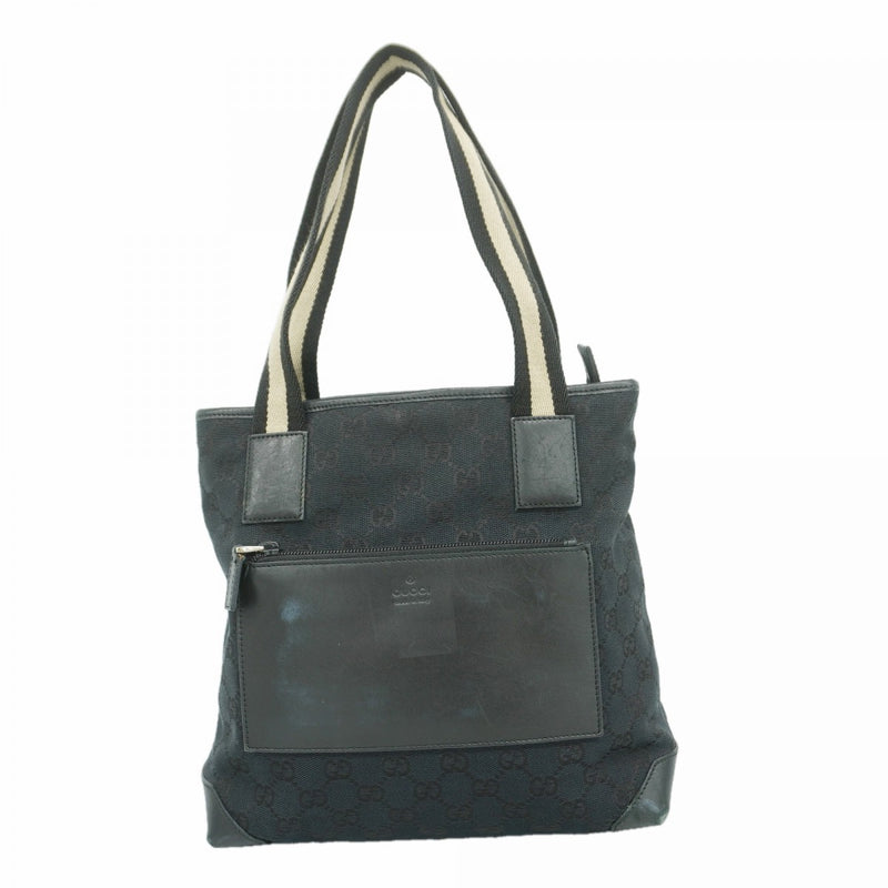 【6fb2367-k】グッチ トートバッグ GGキャンバス 019 0402 キャンバス ブラック シルバー金具【中古】レディース