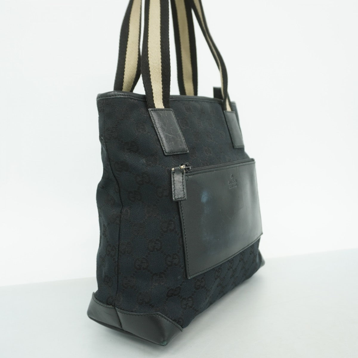 【6fb2367-k】グッチ トートバッグ GGキャンバス 019 0402 キャンバス ブラック シルバー金具【中古】レディース
