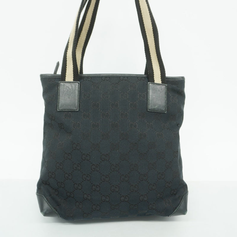 【6fb2367-k】グッチ トートバッグ GGキャンバス 019 0402 キャンバス ブラック シルバー金具【中古】レディース