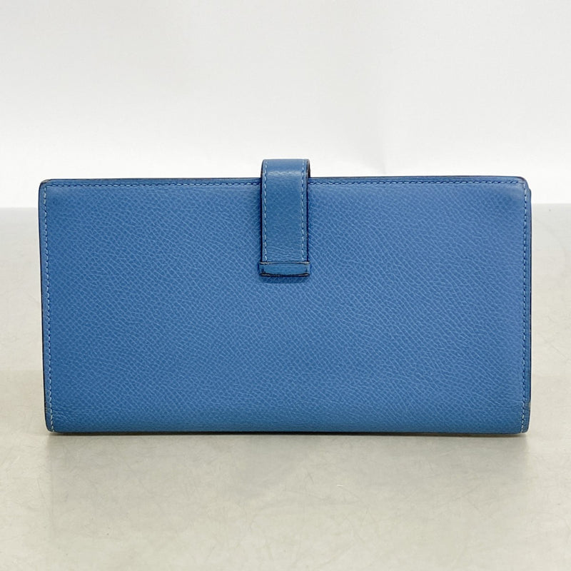 【6fb2382】エルメス 長財布 ベアンスフレ ヴォーエプソン アズール シルバー金具 C刻印【中古】メンズ レディース ユニセックス