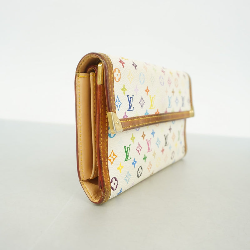 【6fb2389】ルイヴィトン 三つ折り長財布 モノグラム・マルチカラー ポルトトレゾールインターナショナル M92659 ブロン【中古】レディース