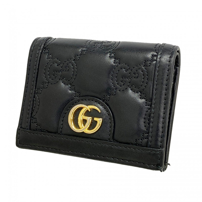 【6fb2401-k】グッチ 財布 GGマトラッセ 723786 レザー ブラック ゴールド金具【中古】レディース