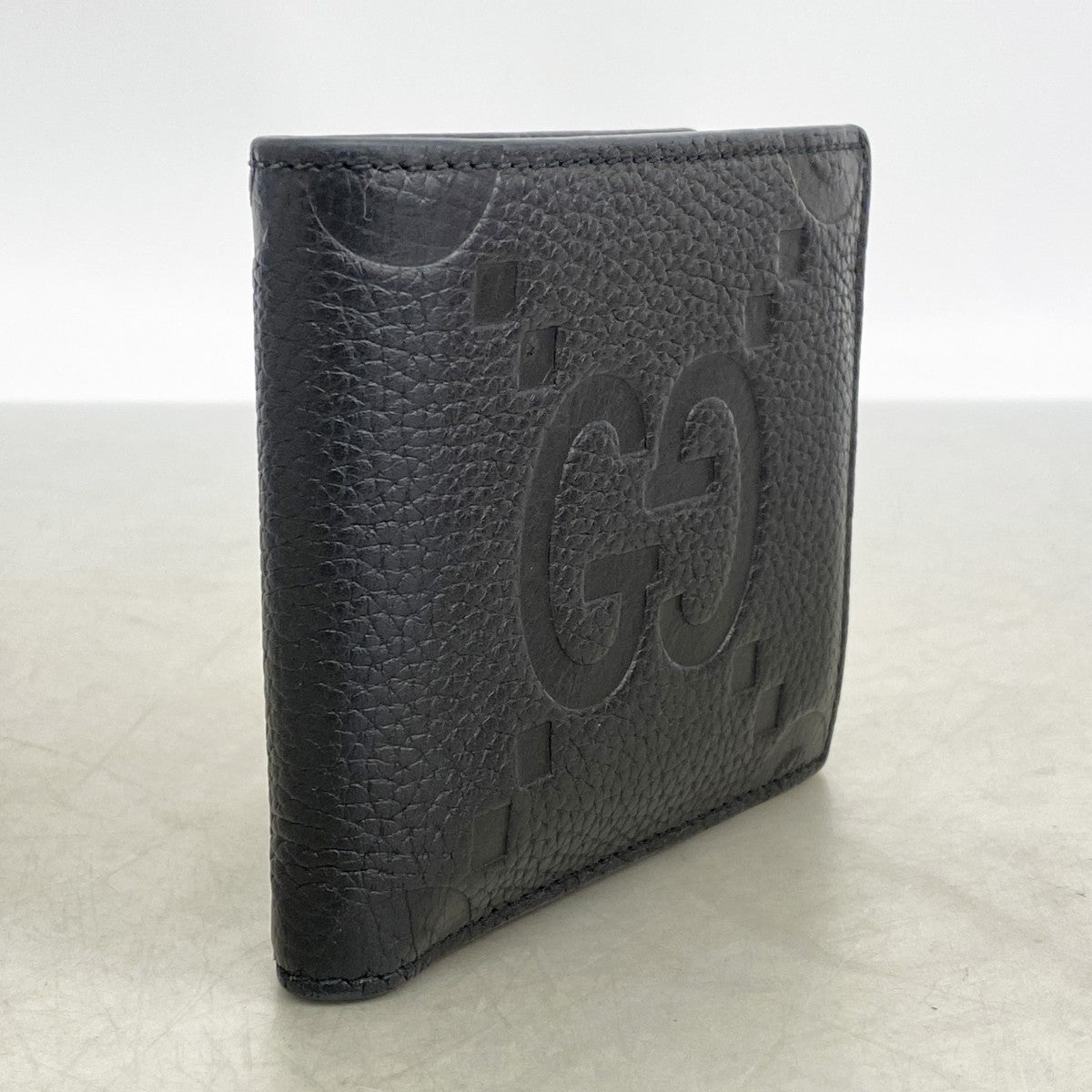 【6fb2402-k】グッチ 財布 ジャンボGG 739479 レザー ブラック シルバー金具【中古】メンズ
