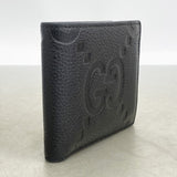 【6fb2402-k】グッチ 財布 ジャンボGG 739479 レザー ブラック シルバー金具【中古】メンズ