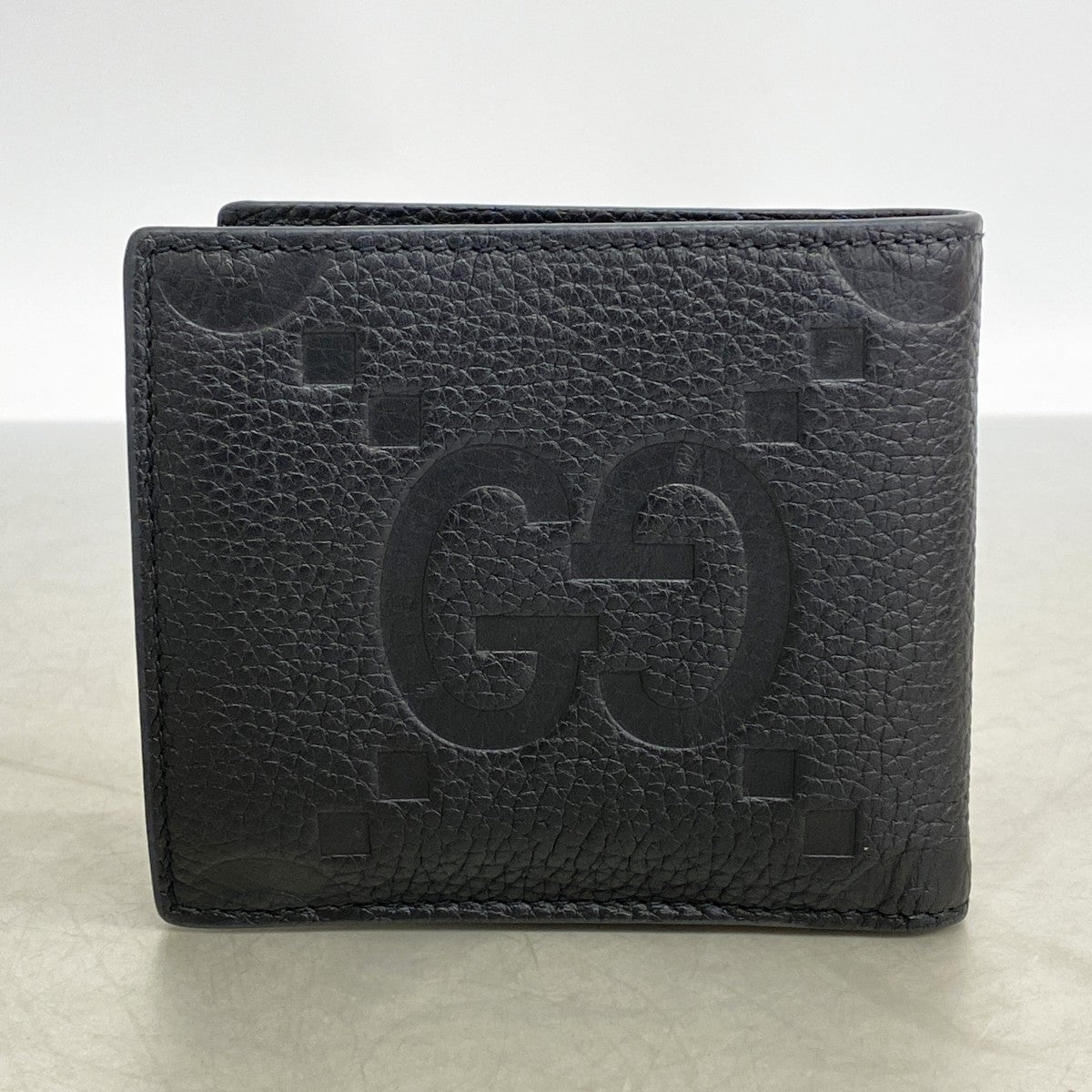 【6fb2402-k】グッチ 財布 ジャンボGG 739479 レザー ブラック シルバー金具【中古】メンズ