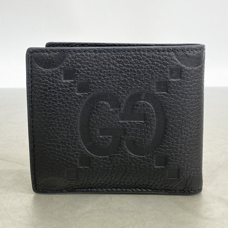 【6fb2402-k】グッチ 財布 ジャンボGG 739479 レザー ブラック シルバー金具【中古】メンズ