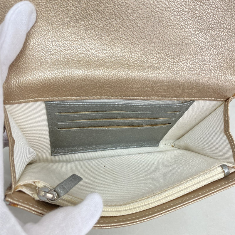 【6fb2403-k】シャネル コインケース ビコローレ レザー ベージュゴールド シルバー金具【中古】レディース