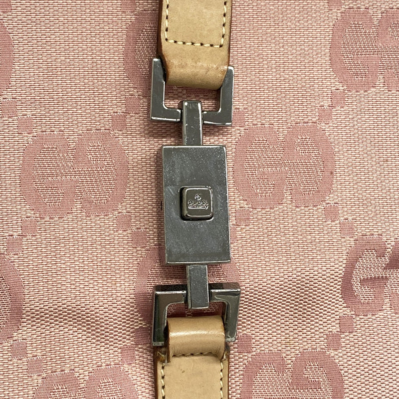【6fb2405-k】グッチ ハンドバッグ GGキャンバス ジャンボ 002 1064 キャンバス ピンク ベージュ シルバー金具【中古】レディース