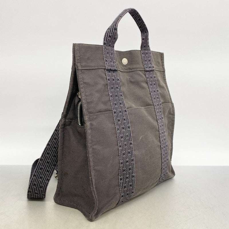 【6fb2407-k】エルメス リュック・デイパック エールラインアドMM キャンバス グレー シルバー金具【中古】メンズ レディース ユニセックス