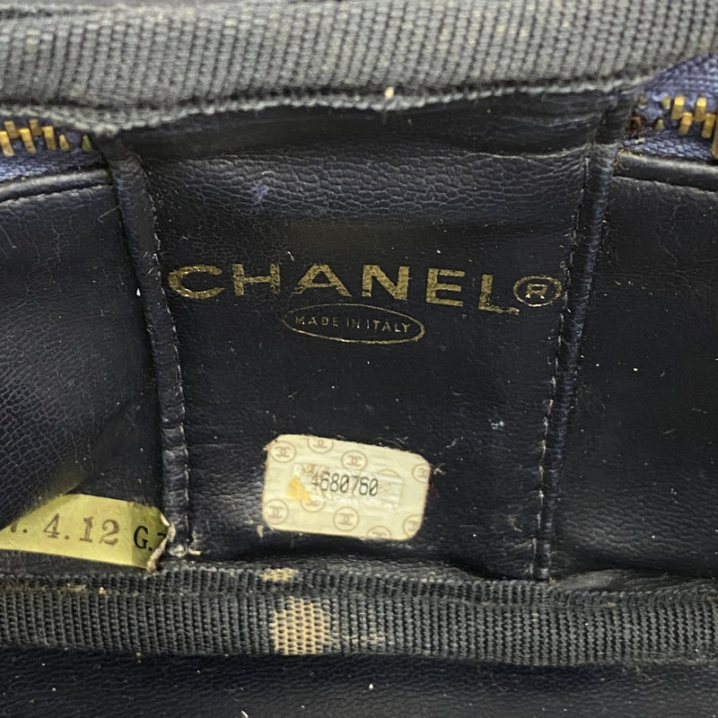 【6fb2432】シャネル バニティバッグ デニム ブルー ゴールド金具【中古】レディース