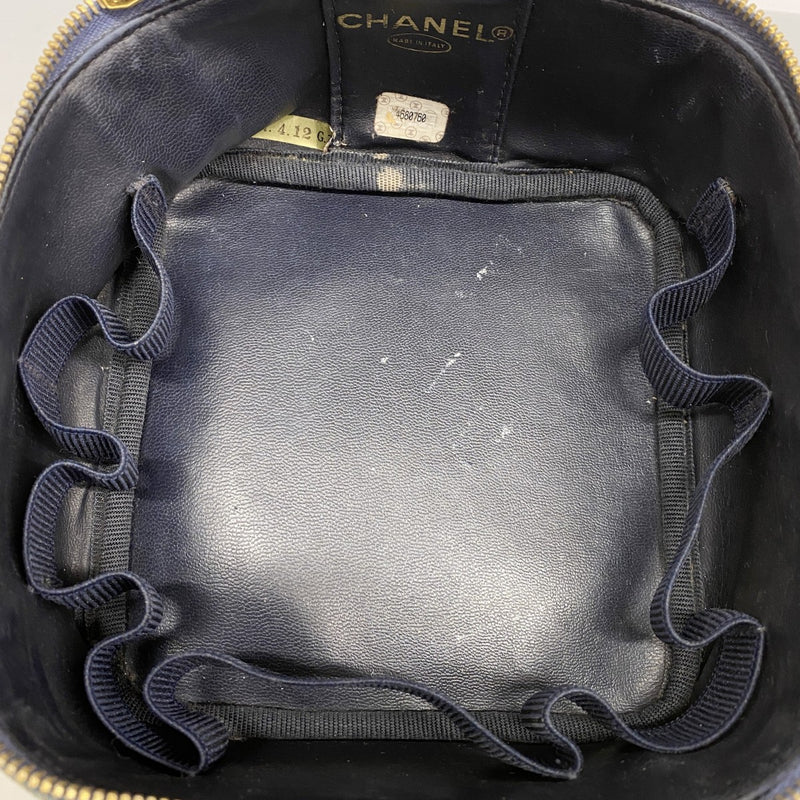 【6fb2432】シャネル バニティバッグ デニム ブルー ゴールド金具【中古】レディース