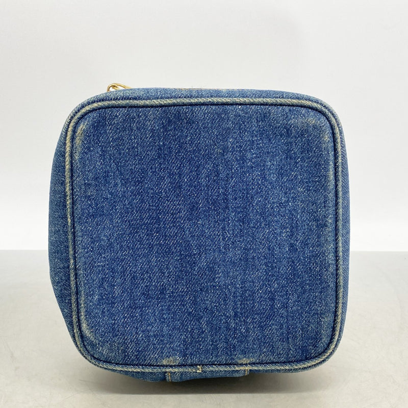 【6fb2432】シャネル バニティバッグ デニム ブルー ゴールド金具【中古】レディース
