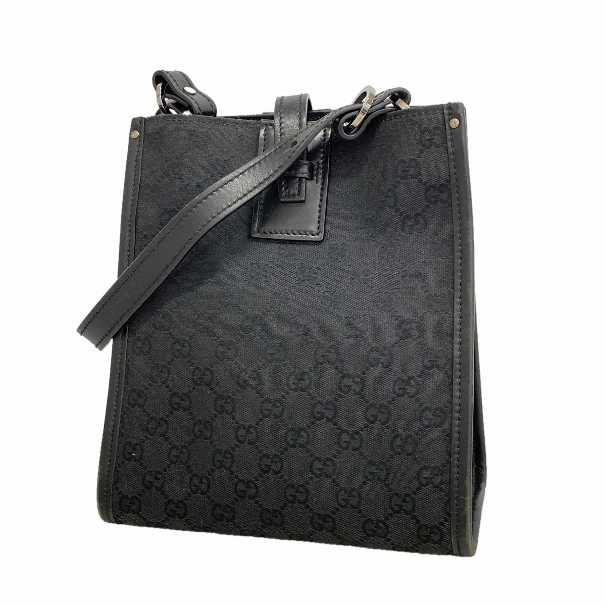 【6fb2434】グッチ ショルダーバッグ GGキャンバス 110 292 キャンバス ブラック シルバー金具【中古】レディース