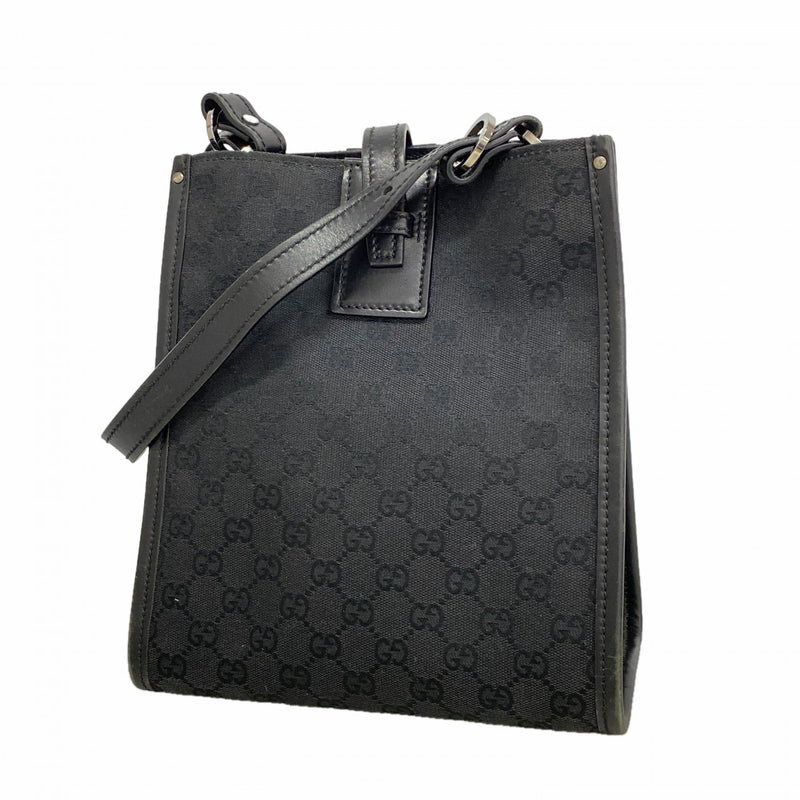 【6fb2434】グッチ ショルダーバッグ GGキャンバス 110 292 キャンバス ブラック シルバー金具【中古】レディース