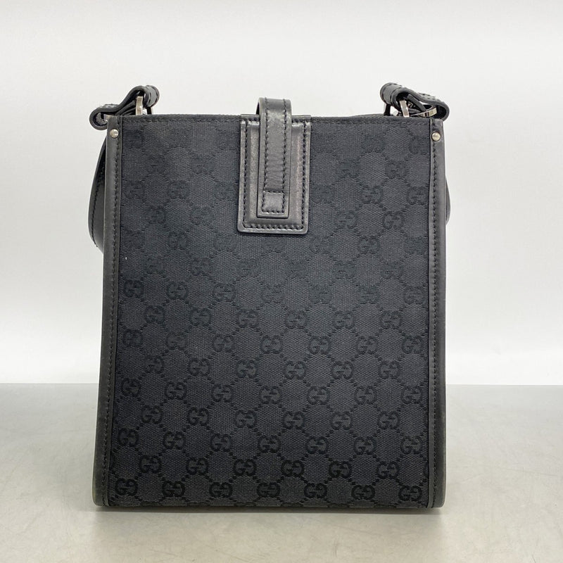 【6fb2434】グッチ ショルダーバッグ GGキャンバス 110 292 キャンバス ブラック シルバー金具【中古】レディース