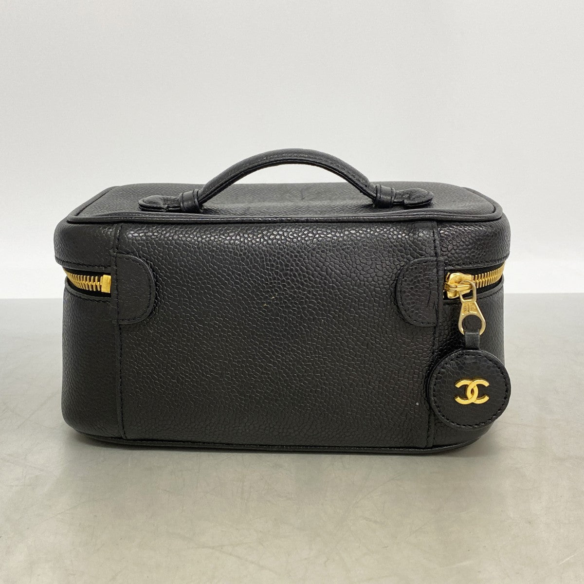 【6fb2459】シャネル バニティバッグ キャビアスキン ブラック ゴールド金具【中古】レディース