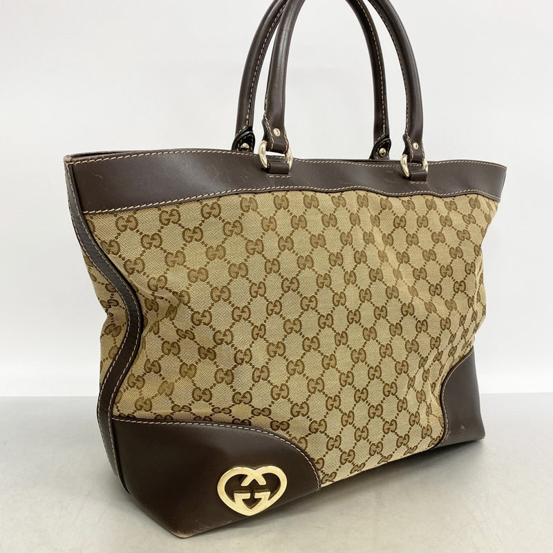 【6fb2460】グッチ トートバッグ GGキャンバス 257071 キャンバス ブラウン シャンパンゴールド金具【中古】レディース