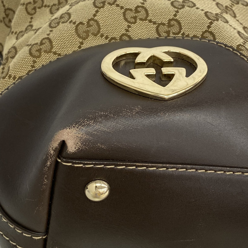 【6fb2460】グッチ トートバッグ GGキャンバス 257071 キャンバス ブラウン シャンパンゴールド金具【中古】レディース