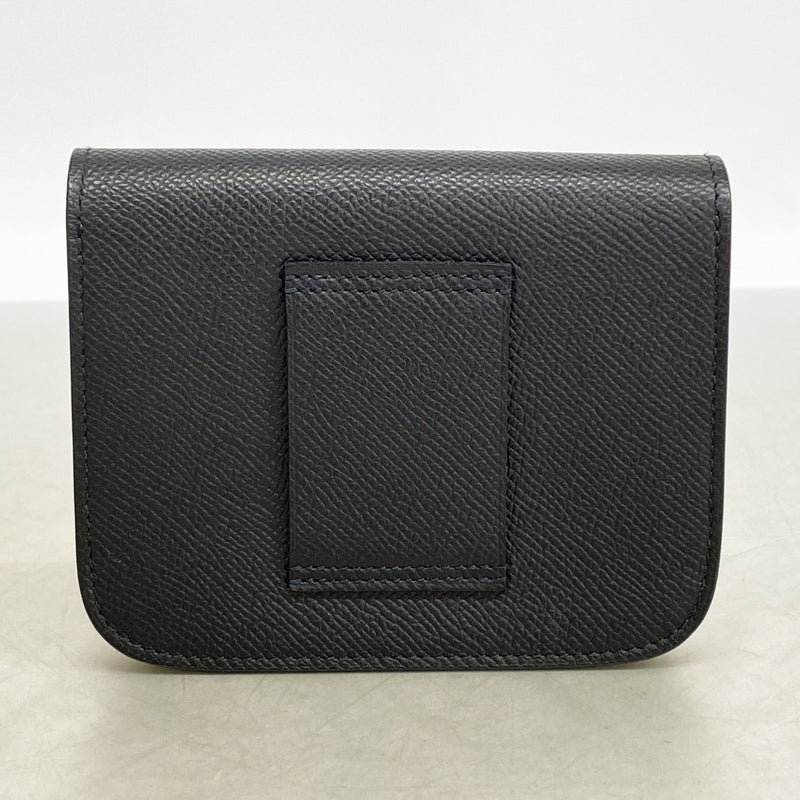 【6fb2461】エルメス 財布 コンスタンス スリム ヴォーエプソン ブラック シルバー金具 K刻印【中古】レディース