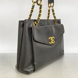 【6fb2479】シャネル ショルダーバッグ ラムスキン ブラック ゴールド金具【中古】レディース