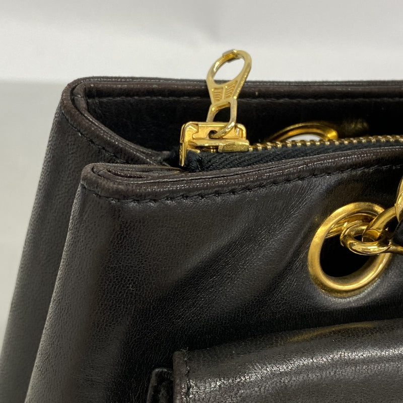 【6fb2479】シャネル ショルダーバッグ ラムスキン ブラック ゴールド金具【中古】レディース