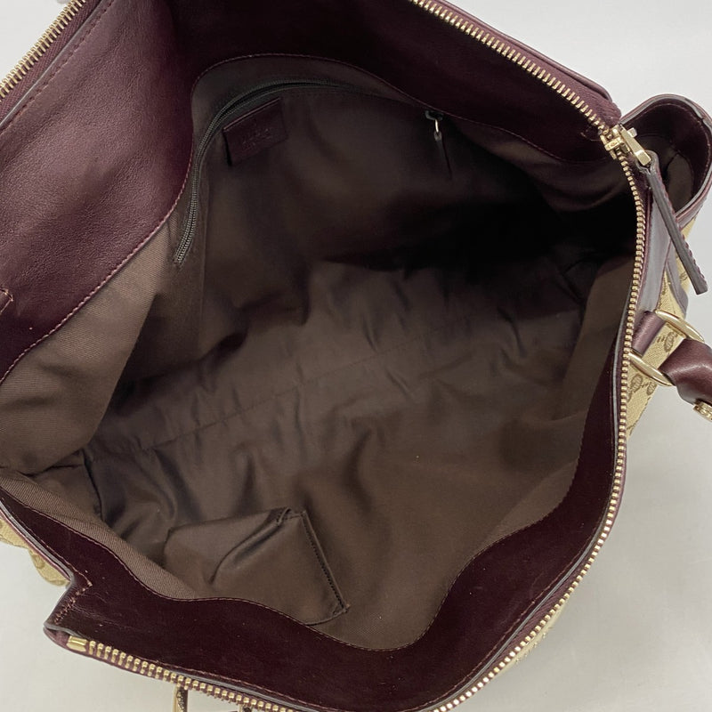 【6fb2482-k】グッチ トートバッグ GGキャンバス/アビー 189831 キャンバス ブラウン シャンパンゴールド金具【中古】レディース