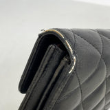 【6fb2512】シャネル 長財布 マトラッセ ラムスキン ブラック シルバー金具【中古】レディース