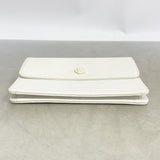 【6fb2513】シャネル ポーチ カメリア ラムスキン ホワイト シルバー金具【中古】レディース