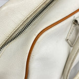 【6fb2524】エルメス ハンドバッグ プリュム28 ヴォーエプソン ホワイト オレンジ シルバー金具 □I刻印【中古】レディース
